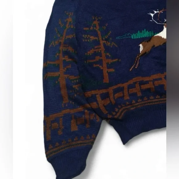 vintage Robert Bruce deer embroidered crewneck sweater from 1990s Size L